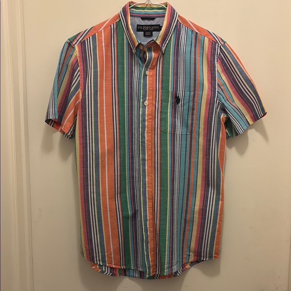 U.S. Polo Assn. Red and Orange Casual Button Down Shirt